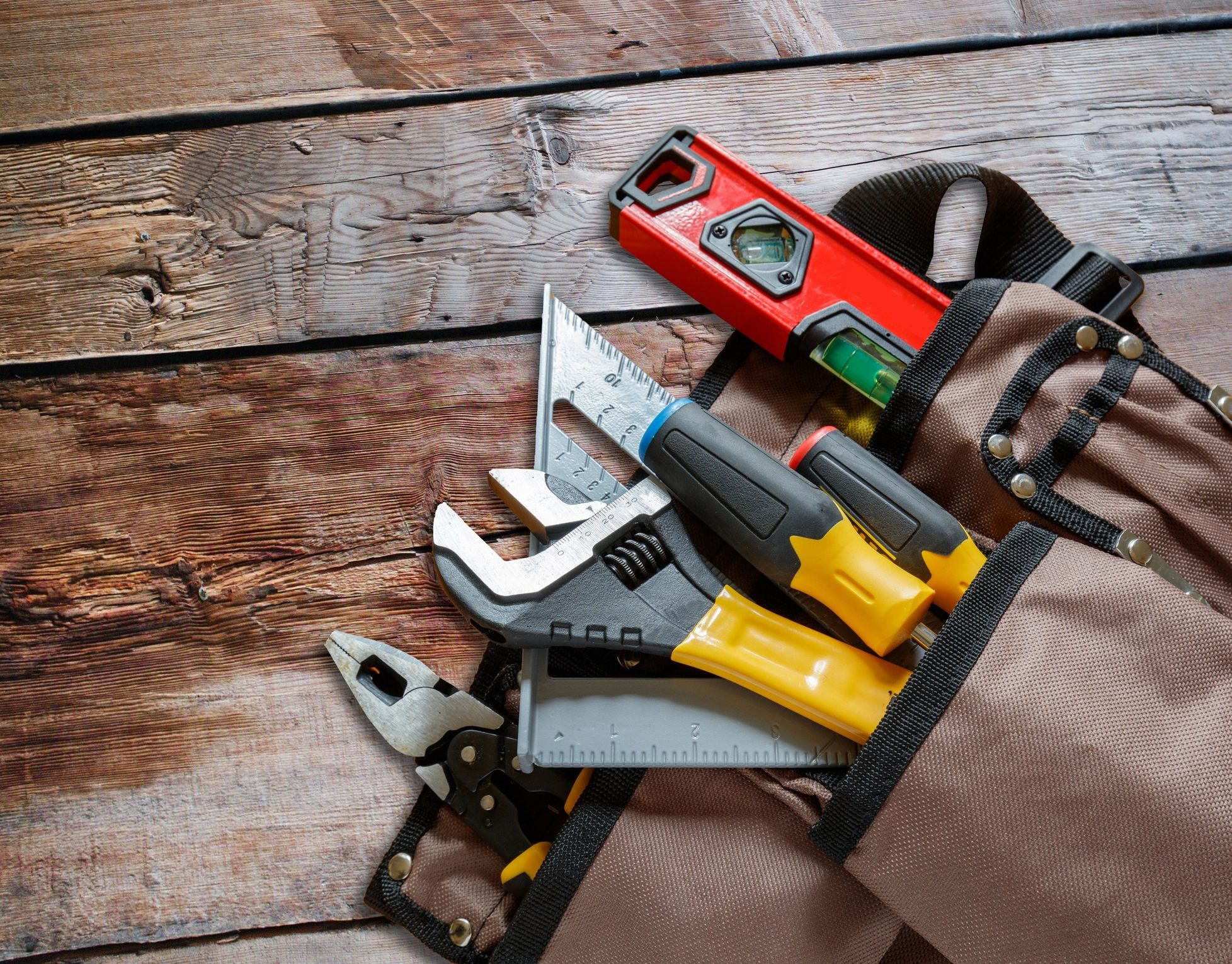 Handyman tools on a workbench